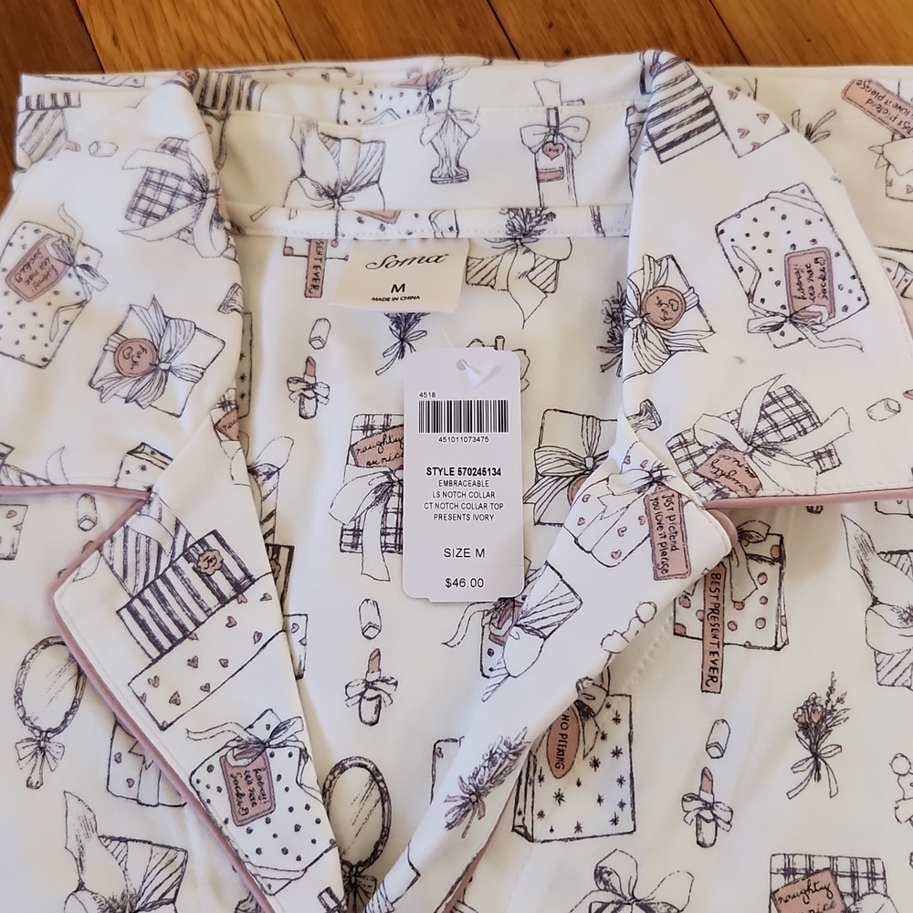 Soma Embraceable 2 Pc Pajama Set NWT  Cute Gift Pattern Size M & S - Picture 4 of 12